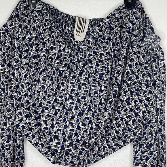 Free People Zebras Puffer Cropped Off The Shoulder Top Women's Size Medium - Picture 5 of 11